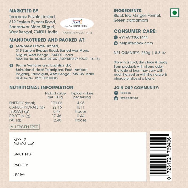 Teabox Bombay Cutting Masala Chai 250g - Image 2